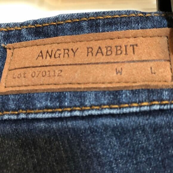 ANGRY RABBIT - L Sz 9 (29) Medium/Rise Fray/Hem Skinny Jeans in Dark Denim 👖 - Picture 8 of 16